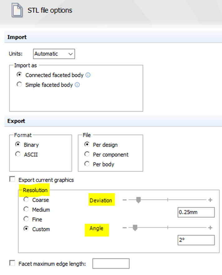 STL File Options