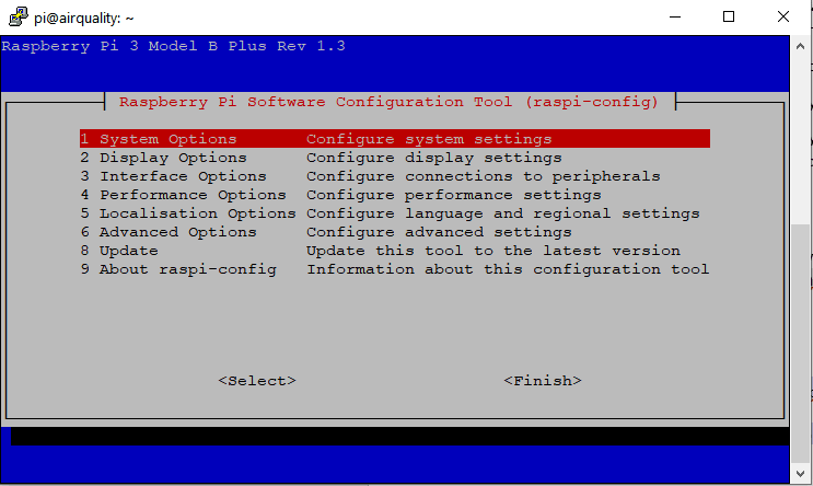 Raspberry Pi Setup - System Options