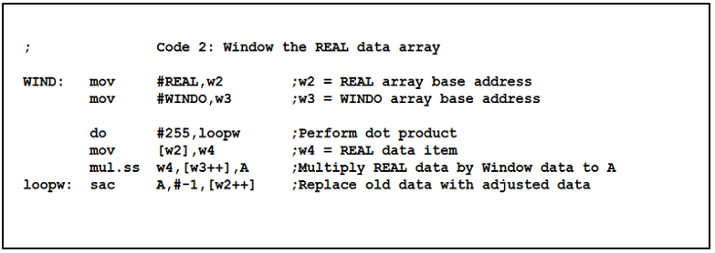 Code 2 - Window the REAL data array