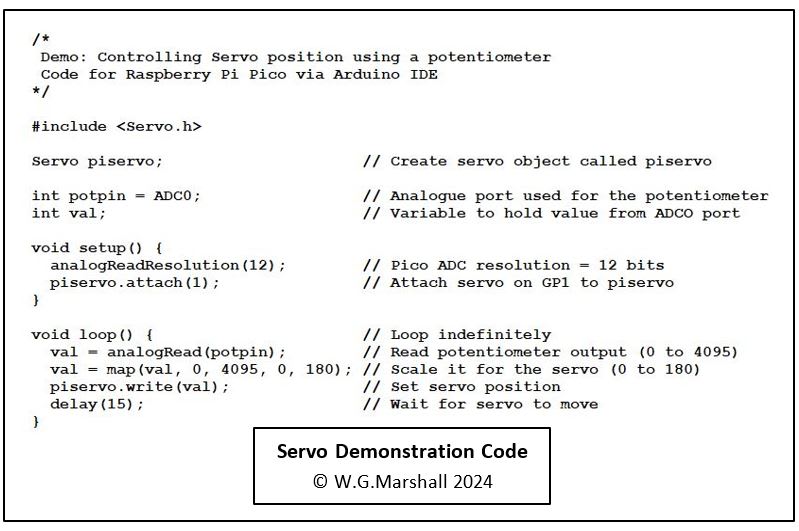 Servo Demonstration Code