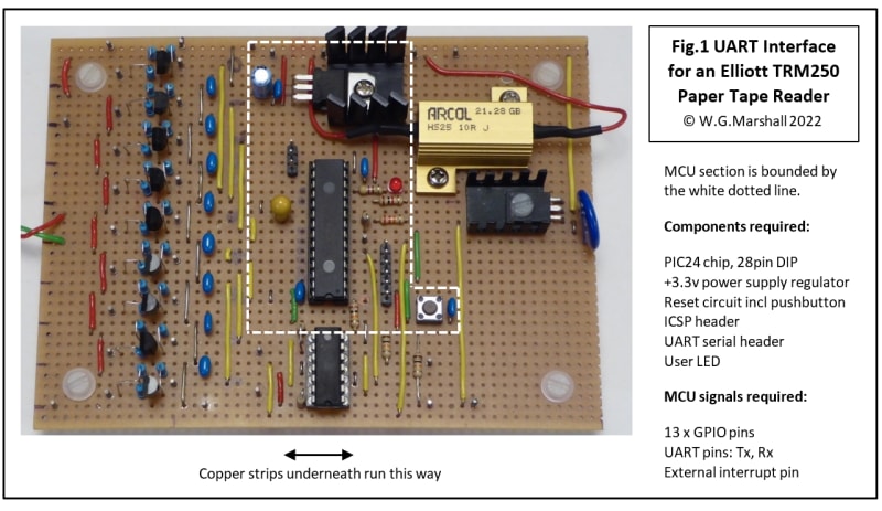 UART Interface for Elliott TRM250 Paper Tape Reader