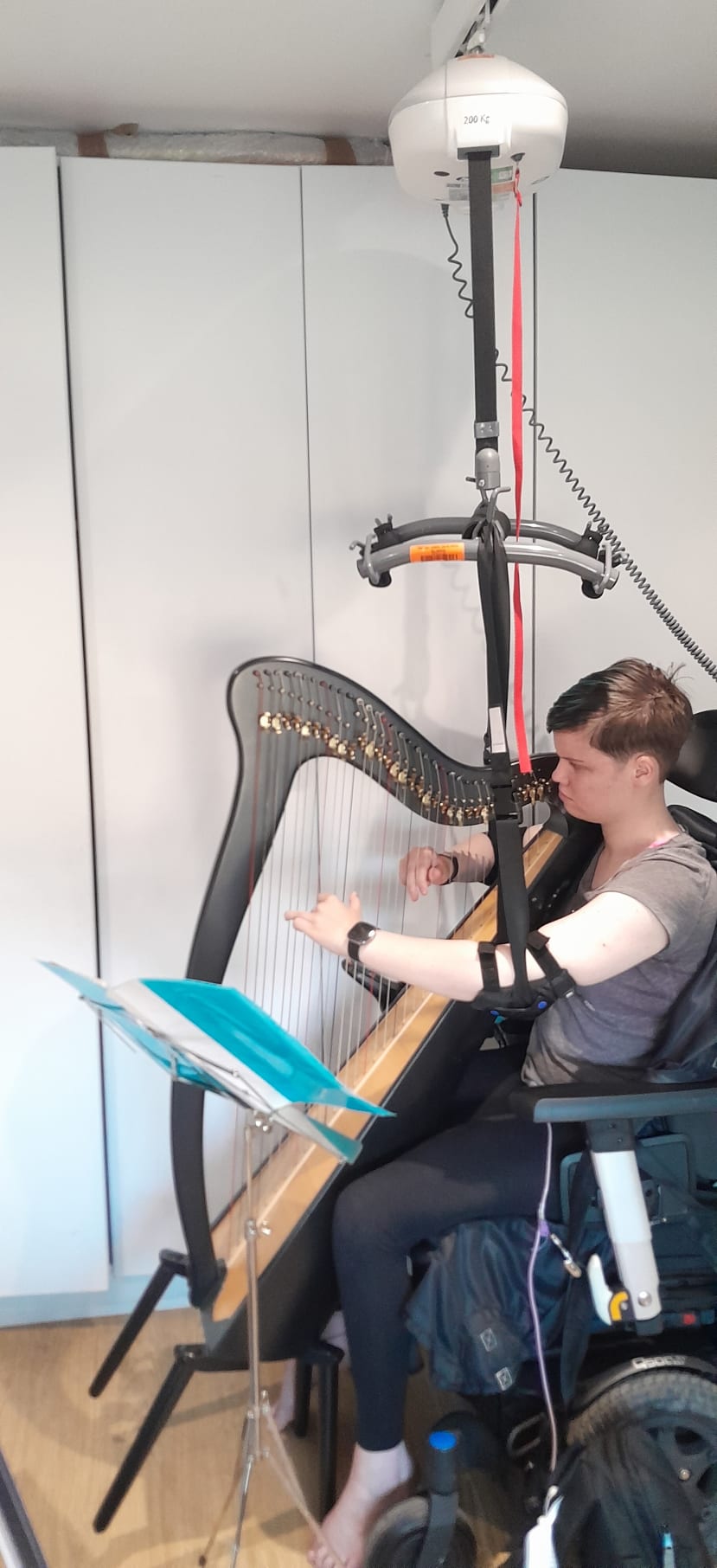 support for playing the harp