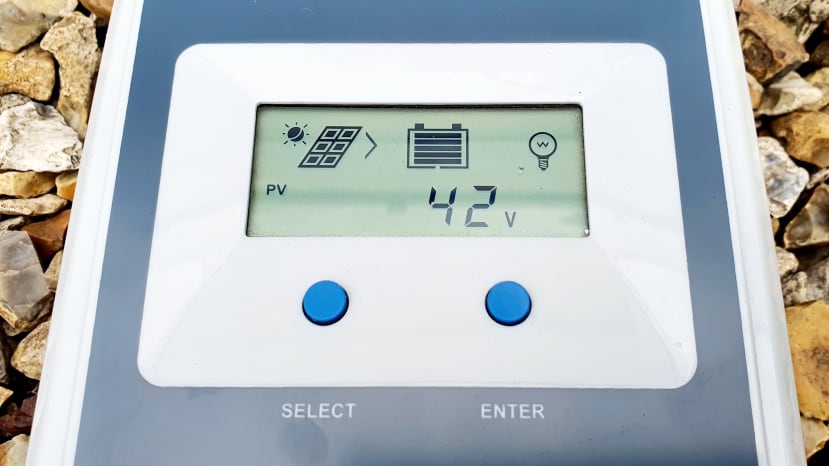 Output from array shown on charge controller screen