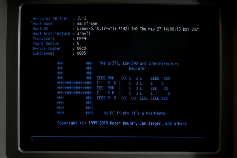 The first output on the actual 3270 terminal