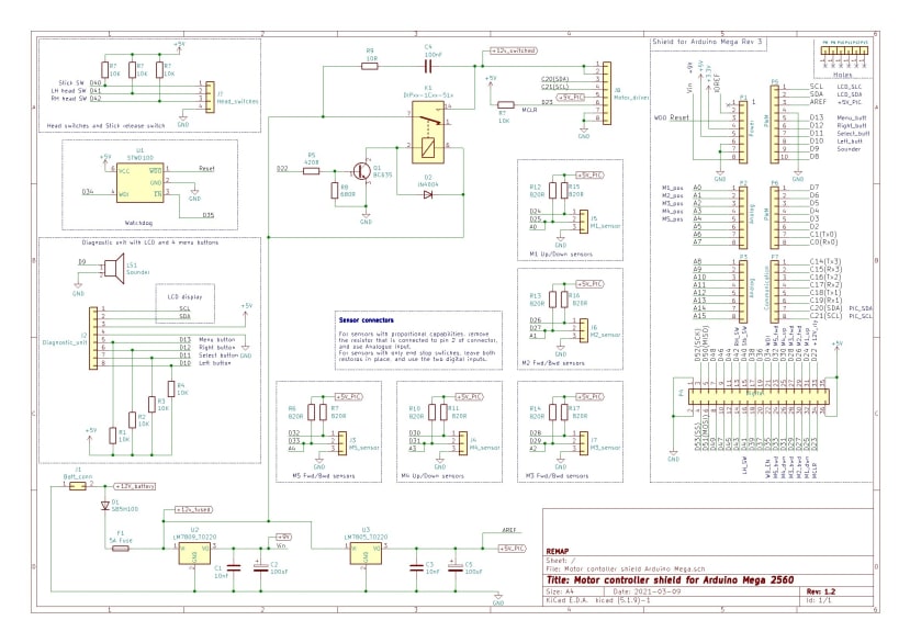 main system board circuity - Motor control using Arduino