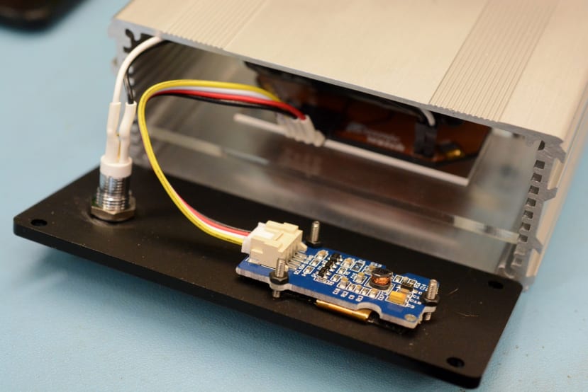 Custom front and rear enclosure panels were laser cut from 3mm acrylic sheet,