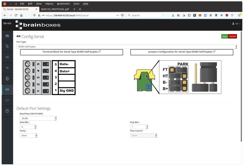 Web interfaces showing Port configuration