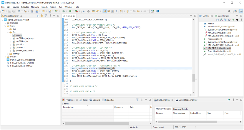 pin labels set in STM32CubeMX have been put into the generated code