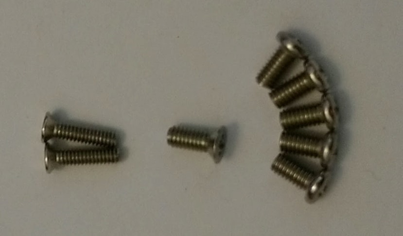 Three screw types separated