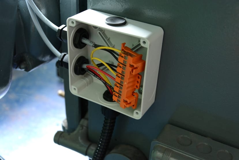 Wiring within lathe junction box