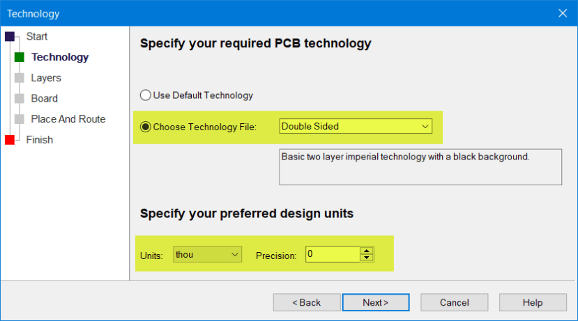 Specify required PCB Technology