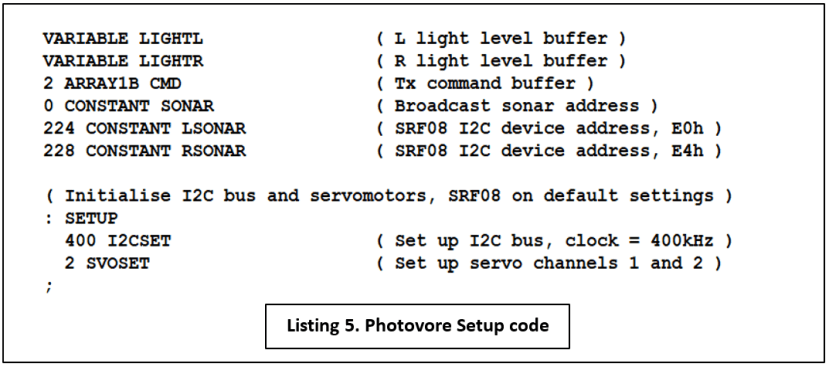 program listing for light-following