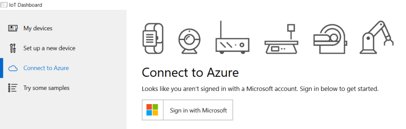 Connect to Azure setup screen