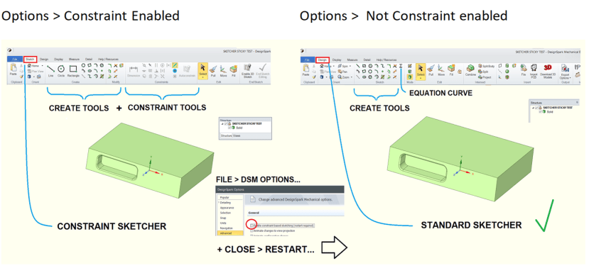 differences between Standard and Constraint-based Sketching