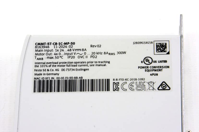 Servo Drive - Side View - Rating Plate