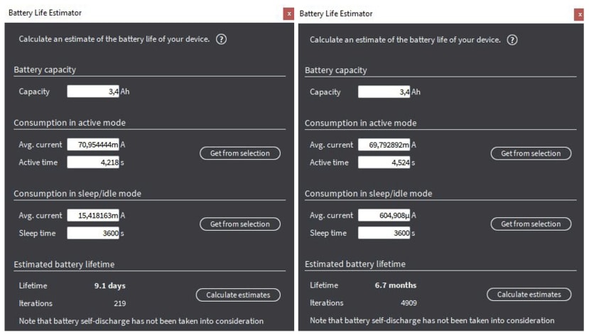 Battery Life Estimator configurations