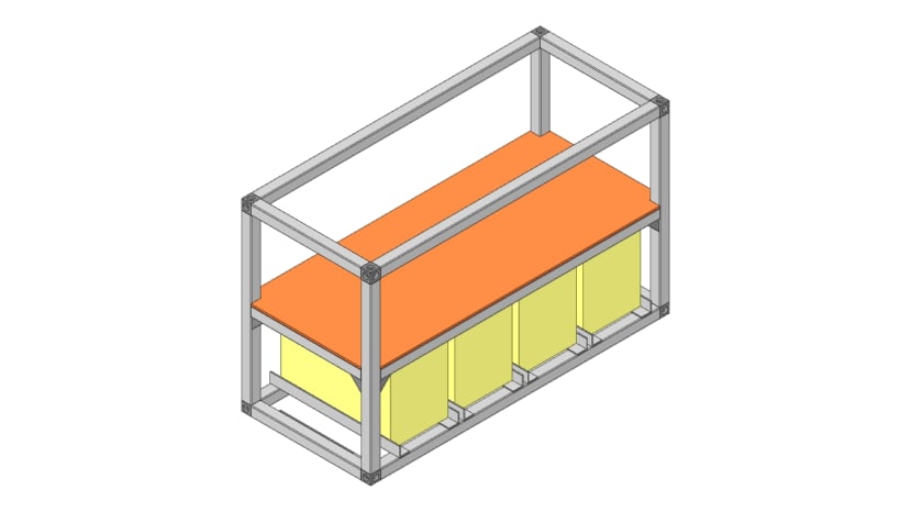 Aluminium superstructure with electronic equipment shelf