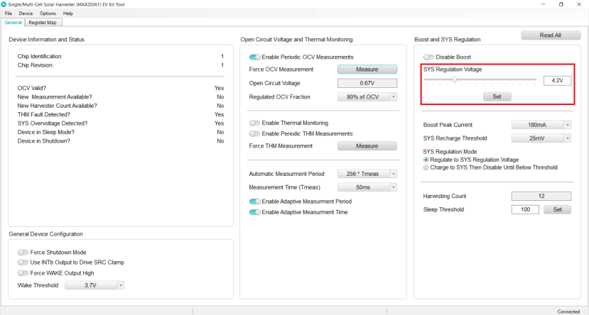 Setting the MAX20361 regulation threshold 
