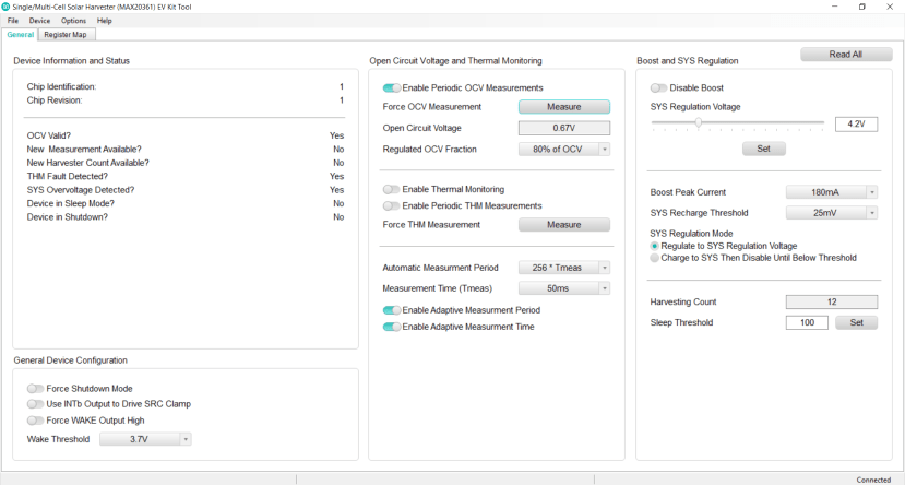 Maxim MAX20361 Graphical User Interface