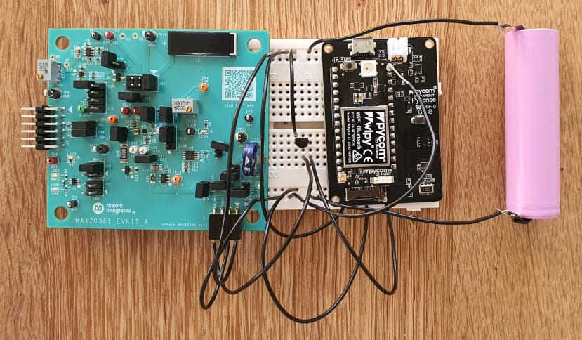 MAX20361 alongside logic level clamp, Pycom hardware and lithium cell