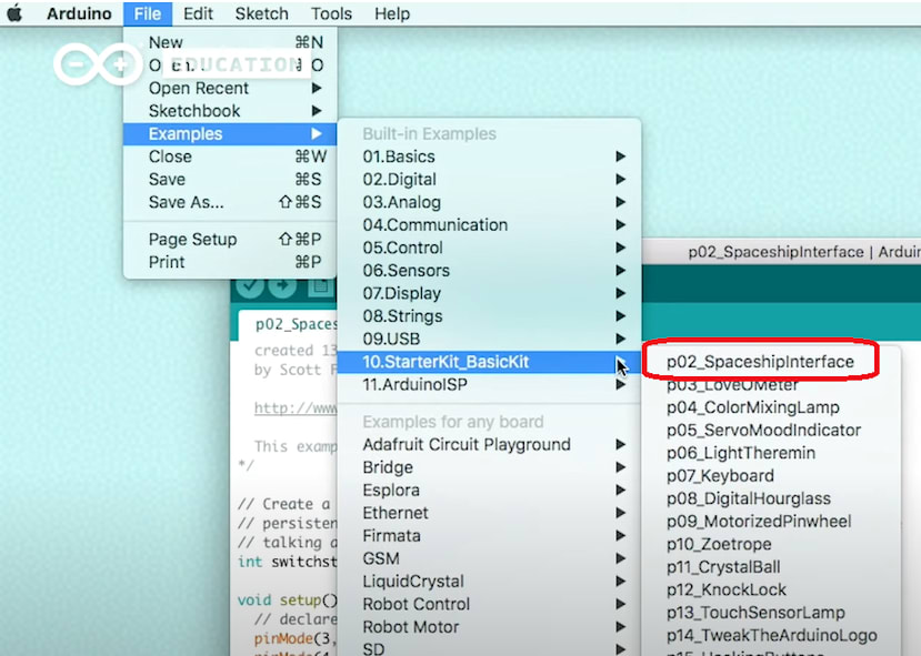 Open the example code