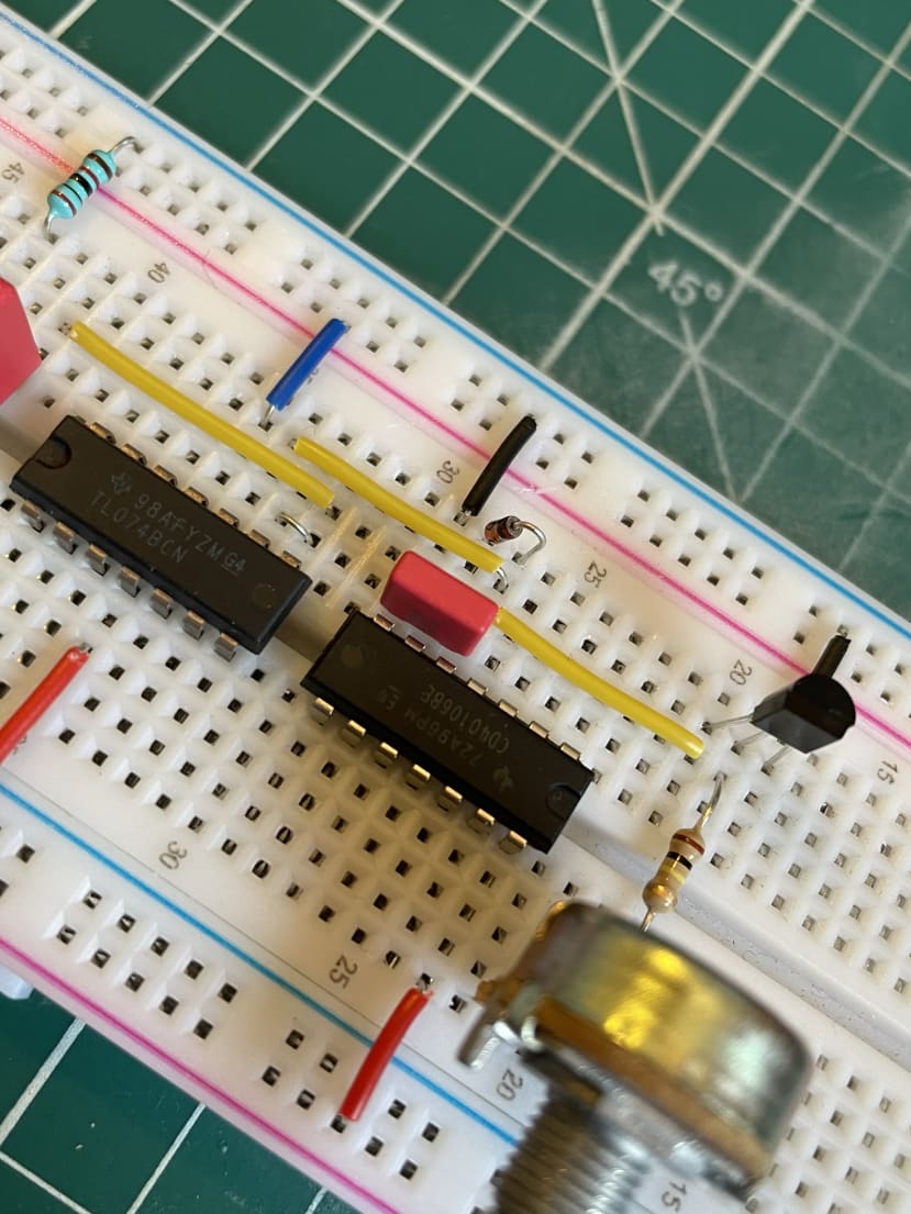 Figure 4. Op-Amp patched on breadboard