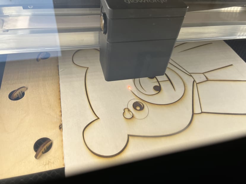 Laser cutting the bear