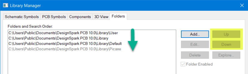 Folders within Library Manager of DesignSpark PCB 10.0