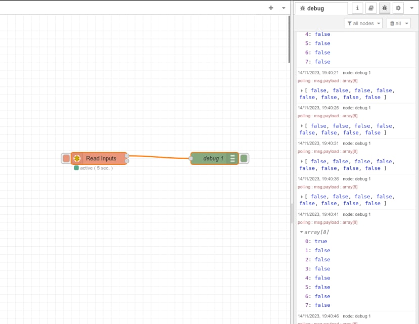 debug messages in node-RED