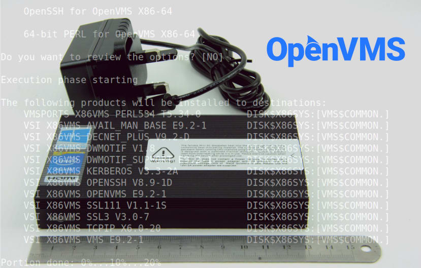 OpenVMS operating system running on a Mele Quieter2 mini PC