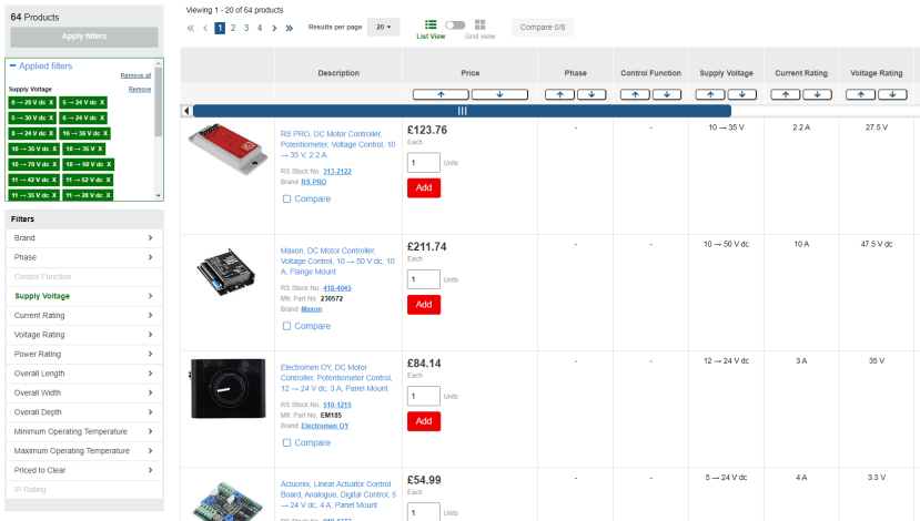 Selecting motor controller