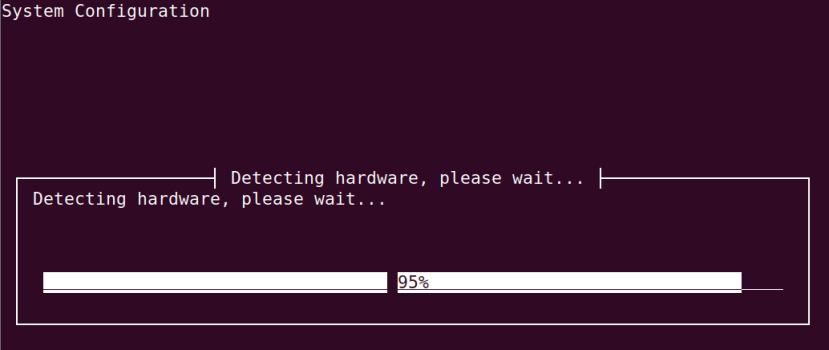 System configuration screen - hardware detection