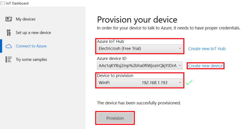 Provision your devices and create new device