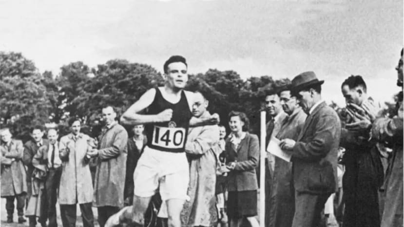 Alan Turing competing in cross-country running