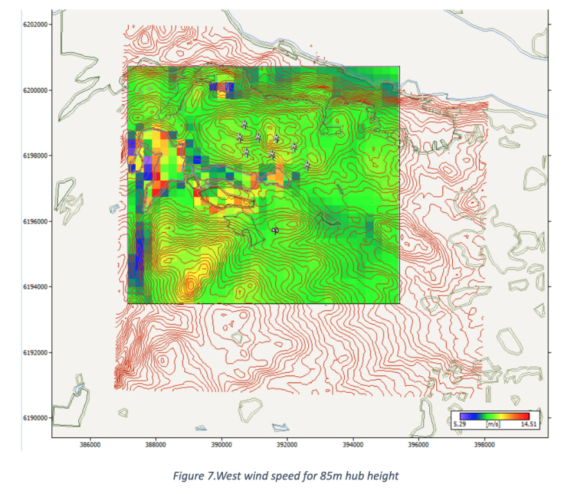 Figure 7 - West wind speed for 85m hub