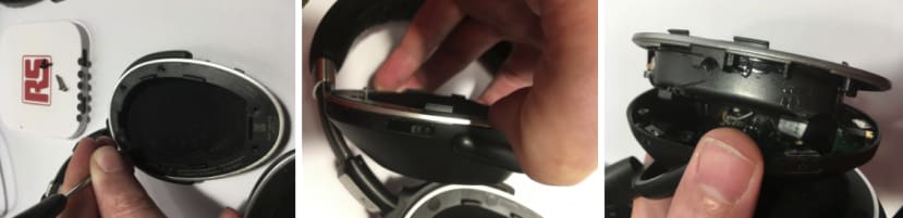 unscrew six screws on headset