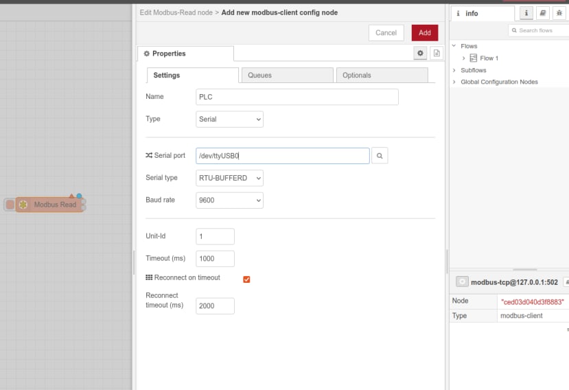 Add new Modbus client