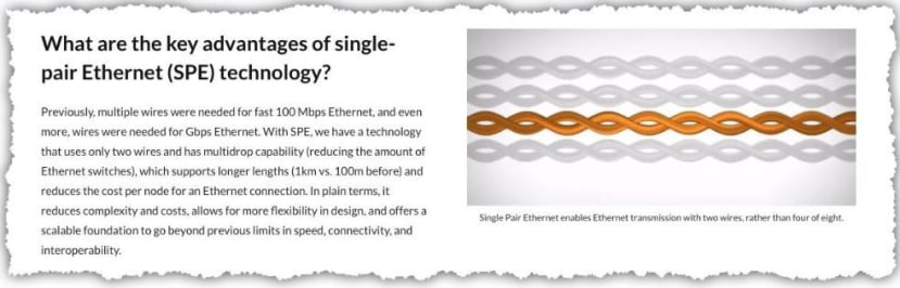 Single pair ethernet advantages