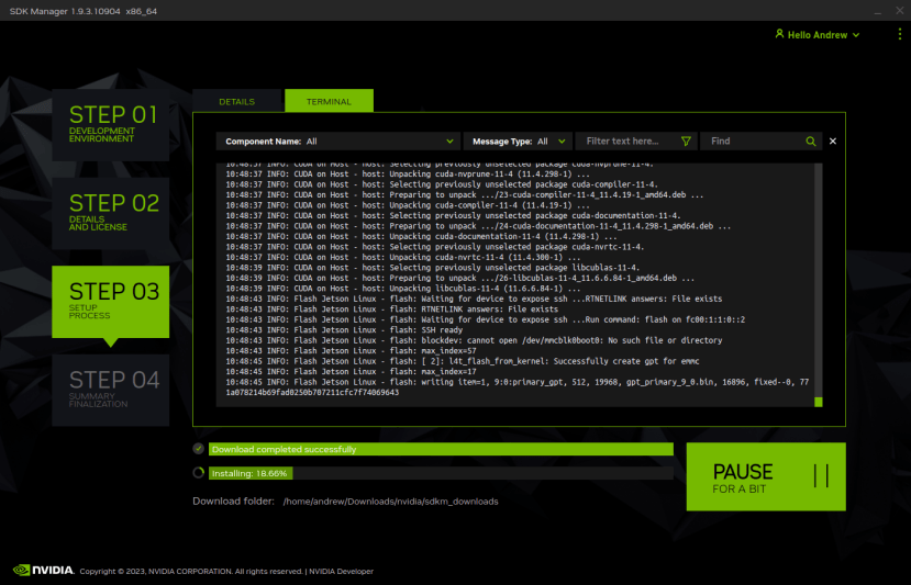 switch between progress indicators and debug output screen