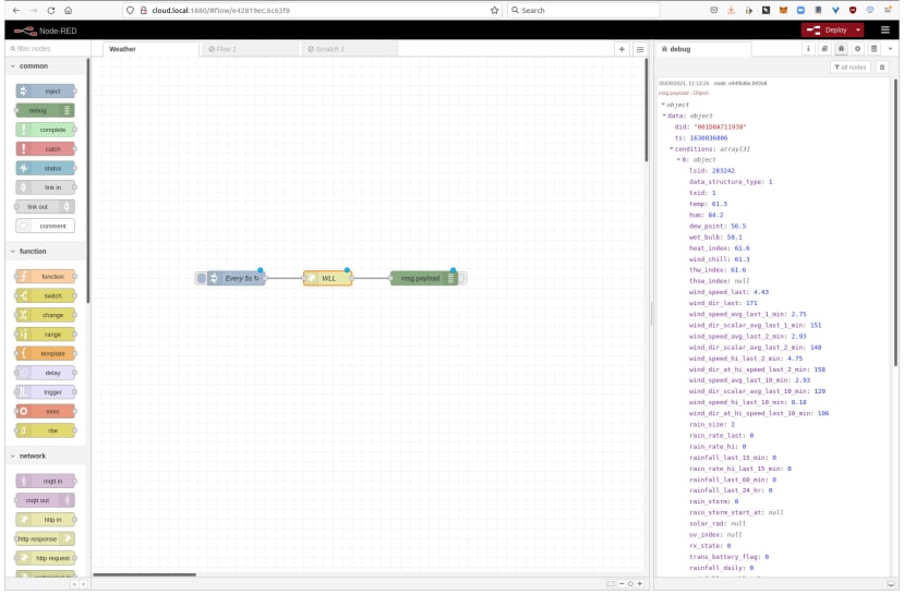 curl test with Node-RED