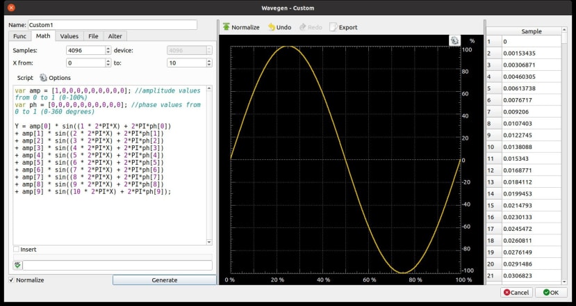 Analog Discover 2 - Waveforms Software - in custom mode