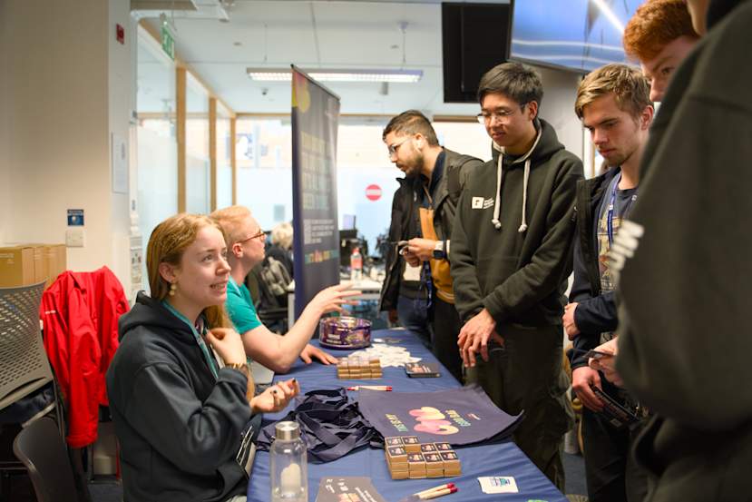 Our participants chatting with the reps from Capital One