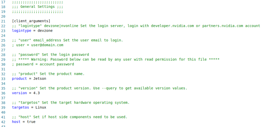 Fragment of an SDK Manager CLI response file