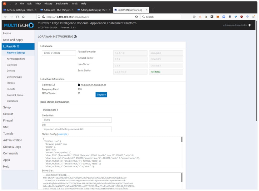 Gateway configuration