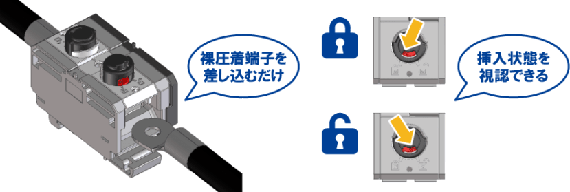 ねじを使わず配電盤の火災を防ぐ。ゼロスクリュー™端子台「EF2 ねじを使わず配電盤の火災を防ぐ。ゼロスクリュー™端子台「EF2
