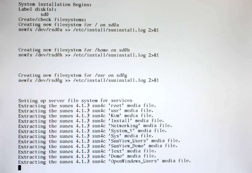 first stage of installation results in a “miniroot” being written to disk