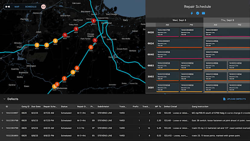 Repair Schedule and map