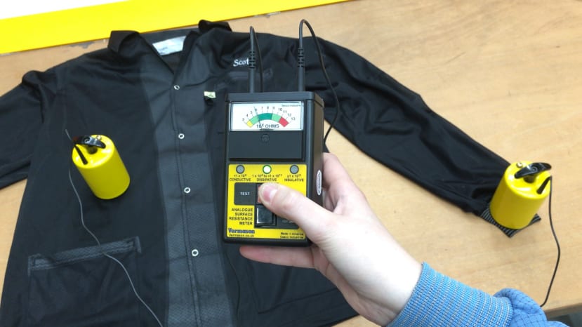 Testing panel-to-panel conductivity of your ESD lab coat