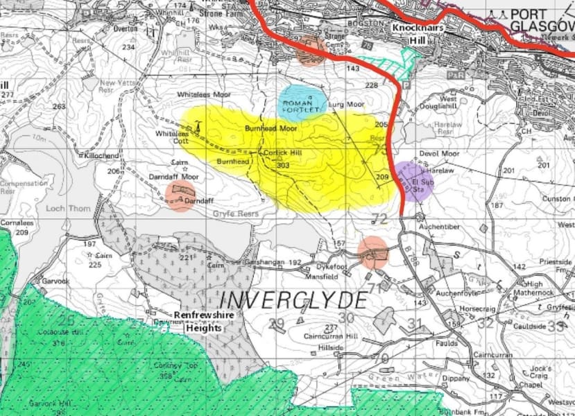 Map of Inverclyde with landmarks