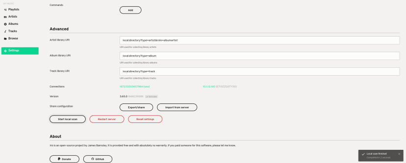 scan the directory and update its database for new music